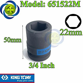 Mua Tuýp 22mm 3/4 Kingtony 651522M loại ngắn 6 cạnh màu đen