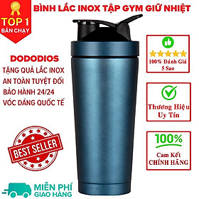 bình lắc gym shaker, bình nước thể thao inox giữ nhiệt + Tặng quả lắc