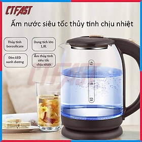 Ấm đun nước siêu tốc thủy tinh CTFAST - 01 ( 1.8 Lít ) : Đèn led hiển thị, chịu nhiệt cao, không mùi, không chất độc hại, an toàn khi sử dụng - Hàng chính hãng