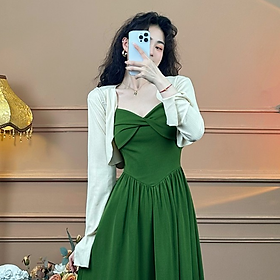 SHUANGYAN Pháp Vintage vuông cổ in tay áo ngắn đuôi cá đầm nữ tính siêu tiên váy dài màu đen hoa chiffon đầm