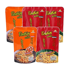 Combo 5 Gói Lớn Snack Bim Bim Bánh Que Lotus Vị Tôm Kết Hợp Vị Thịt Heo Xông Khói (55g x 5 gói) Nhập Khẩu Từ Thái Lan Ngon Giòn Và Thơm