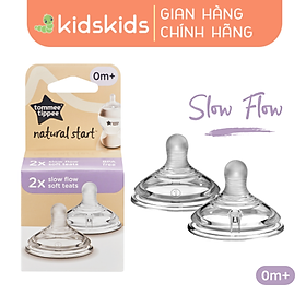 Núm Ty Silicon Siêu Mềm Tự Nhiên Cho Bé Tommee Tippee Natural Start Slow Flow 0-3 Tháng (Vỉ đôi, tách lẻ)