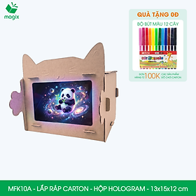 MFK10A - 15x13x12 - Hộp giấy chiếu phim Hologram 3D - Lắp ráp carton - Tạo ảo ảnh từ điện thoại 