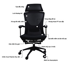 Mua Ghế lãnh đạo 2112C massa lưng  Ghế xoay văn phòng lưng lưới thoáng khí  Ghế gaming có gác để chân Tựa đầu đa năng GHP52