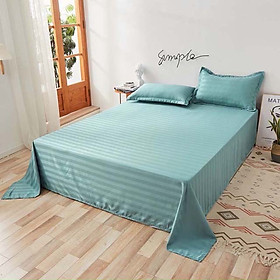 Bộ Ga Gối Cotton Kẻ 3F Lidaco Chuyên Dụng Cho Homestay, Khách Sạn - Xanh Ngọc