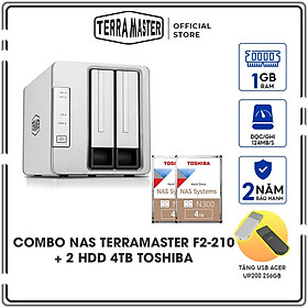 Mua Combo Ổ cứng mạng NAS Terra Master F2-210 + Ổ cứng iHDD Toshiba N300 4TB - Hàng chính hãng
