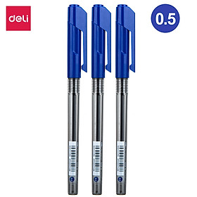 Bút bi dầu Deli - 0.5mm - Mực Xanh/Đen - 3 cây/1 túi - EQ01232 / EQ00822 / EQ00832 / EQ01222