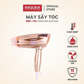 Máy sấy tóc HASUKA HSK-126 công suất 1600-1800W, tay cầm có thể gấp gọn, 3 mức nhiệt độ, 3 tốc độ gió sử dụng tiện lợi - HÀNG CHÍNH HÃNG