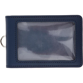 Double Side Leather ID Badge Card Holder Wallet Case Vertical
