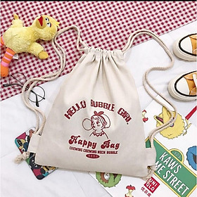 Balo dây rút happy bag kích thước 50 × 37, chất vải dày , đựng sách vở tài liệu siêu cute