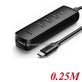 Ugreen 10916 20cm Hub 4 * USB 3.0 từ 1 cổng Type c CM416 - Hàng chính hãng