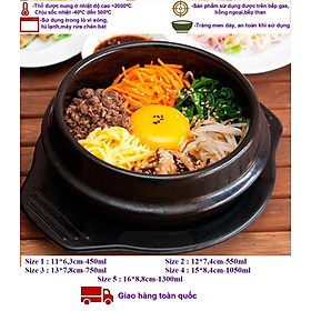 Thố đất nâu tráng men làm cơm trộn Bibimbap ,súp,lẩu kim chi,mì cay