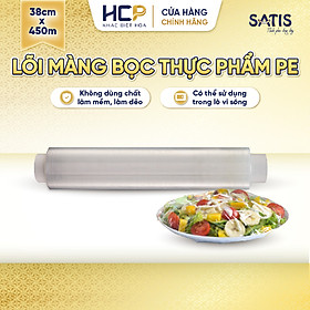 Lõi Màng Bọc Thực Phẩm PE SATIS 38cm x 450m Không Chứa Chất Phụ Gia Gây Hại Sức Khỏe Dùng Được Cho Lò Vi Sóng