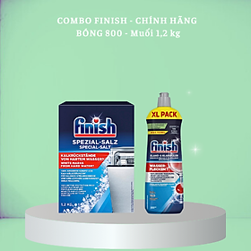 Combo Muối rửa bát finish 1.5kg + Nước làm bóng finish 750ml dùng cho Máy rửa bát chén ly