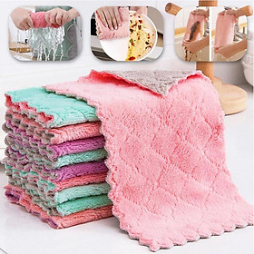 Mua Khăn lau đa năng nhà bếp cao cấp 2 mặt siêu thấm nước siêu mềm mại 25x25cm ( giao ngẫu nhiên)