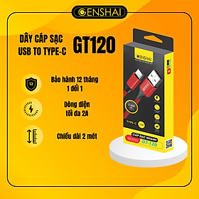 Mua Cáp sạc Type C hàng chính hãng Genshai GT120 dây dù 2m | Bảo hành 12 tháng 1 đổi 1 | Made in Việt Nam