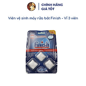 Viên vệ sinh máy rửa chén bát Finish chính hãng, vỉ 3 viên, loại bỏ cặn bẩn, hương thơm dễ chịu