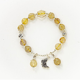 Vòng Tay Phong Thủy Thạch Anh Tóc Vàng Thiên Nhiên VT053 Tài Lộc cho Mạng Thổ - Kim