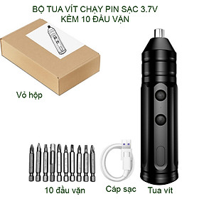 Bộ máy bắt vít mini dùng pin sạc 3.7V kèm 10 đầu vặn