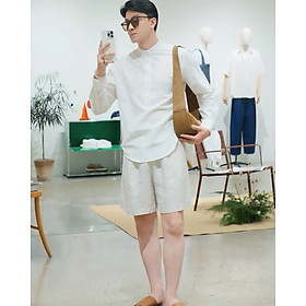 Áo sơ mi nam trụ giữa vải linen Form Regular - ROUTINE 10S26SHL007