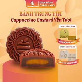 Bánh trung thu ăn kiêng, ít ngọt  Cappuccino Custard Yến Tươi (1 trứng muối) Nonglamfood 150g | Quà tặng cho đối tác, người thân