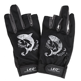 Đôi găng tay 3 ngón thoáng khí, làm khô nhanh dùng để câu cá, thể thao ngoài trời, đi xe đạp, cắm trại - màu Đen-Màu đen