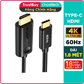 Hình ảnh Dây Cáp Chuyển Đổi USB Type C To HDMI 4K 60Hz Dài 1.8M CHOETECH CH0019 - Hàng Chính Hãng