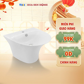 Mua Lavabo treo tường TUSLO COCL001 liền thân  men sứ Nano cao cấp  kháng khuẩn tích hợp khay để xà bông và rãnh thoát nước  có lỗ xả tràn- Hàng chính hãng