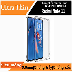 Ốp lưng silicon dẻo trong suốt mỏng 0.6mm cho Xiaomi Redmi Note 11 / Note 11s / Note 11 Pro Plus hiệu Ultra Thin độ trong tuyệt đối chống trầy xước - Hàng nhập khẩu