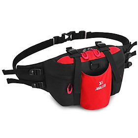 Túi đeo thắt lưng thể thao với ngăn giữ chai nước để đi cắm trại leo núi-Màu đỏ