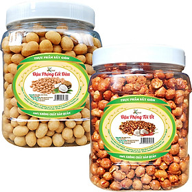 Combo 1Kg 500G Đậu Phộng Rang Tỏi Ớt + 500G Đậu Phộng Da Cá Sấy  Đậu Phộng