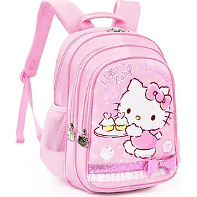 Hello Kitty (HELLO KITTY) primary school bag female 1-3 grade cartoon backpack children cute kt burden reduction bag SK91162 pink