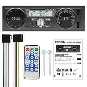 Car Stereo Receiver Single Din BT MP3 Player AM/FM Radio Support Time/Temperature Display Hands-Free Calls U-Disk/TF Card/AUX-in with Remote Controller