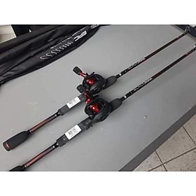 Combo cần lure abu lack max và máy ngang abu black max
