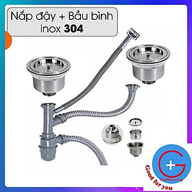 Bộ xi phông chậu rửa bát inox hai hố cân bằng nhau