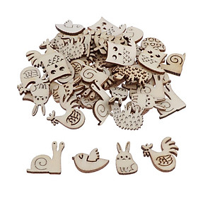 50x Natural Unfinished Wood Animal Shapes Laser Cuts Arts Scrapbooking Decor