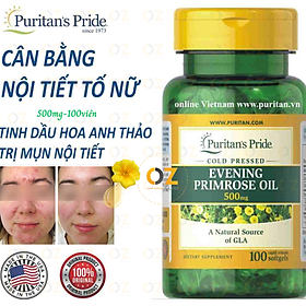 Hình ảnh Tinh dầu hoa anh thảo Evening Puritan's Pride giúp cân bằng nội tiết tố nữ, đẹp da, giảm đau kỳ kinh, mãn kinh và tăng sức khỏe  - OZ Slim Store