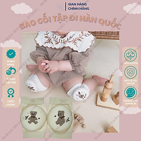 Tất Tập Bò, Tập Đi Bảo Vệ Đầu Gối Phong Cách Hàn Quốc Cho Bé, Chất Liệu Cotton Hàn Co Dãn, Mềm Mại Thuê Họa Tiết - Gấu Xám