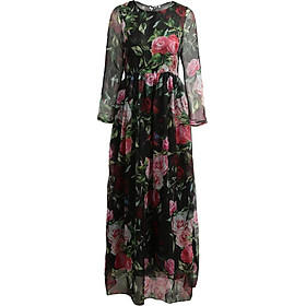 Đầm Maxi Tay Dài In Hoa Vintage Nữ