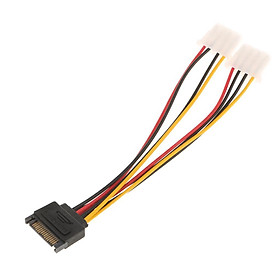 15-Pin Male to 2x 4Pin Female Splitter Power Cable  to IDE Cord for PC