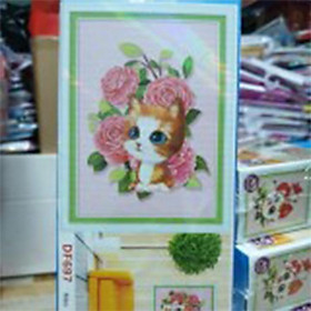 Mua Tranh đá con mèo hoa (12 con giáp) DF697 - kích thước: 32 * 42cm. (TRANH CHƯA LÀM)