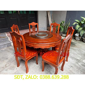 Bộ Bàn Ghế Phòng Ăn Kiểu Bàn tròn - bàn xoay kính gỗ xoan đào