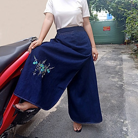 Váy Chống Nắng Dạng Quần Có Ống Jean Trơn Nút Bấm