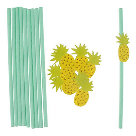 10pcs Striped Fruits Disposable Drinking Straw Kids Party Tableware  Pink