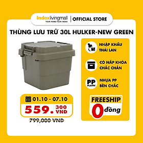 Mua Thùng lưu trữ  hộp đựng đồ đa năng bằng nhựa PP cao cấp 30L HULKER NEW màu Xanh quân đội| Index Living Mall