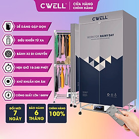 Tủ sấy quần áo CWell D23, máy sấy quần áo gấp gọn 1.7M, công suất 1800W, sấy nhanh, khử khuẩn ION