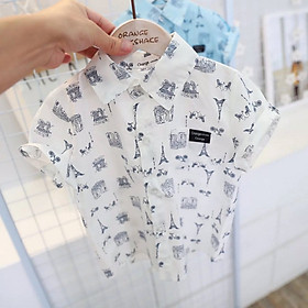 Sơ mi họa thiết tháp Effel cho bé trai