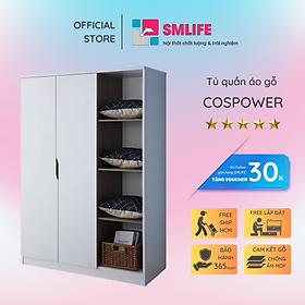 Tủ quần áo gỗ hiện đại SMLIFE Cospower  | Gỗ MDF dày 17mm chống ẩm | D120xR50xC180cm
