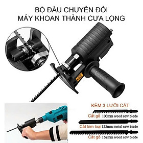 Mua Bộ Chuyển Đổi Máy Khoan thành Máy Cưa Điện Cầm Tay với 3 Lưỡi Cắt Gỗ Kim Loại: Đa Năng và Tiện Ích