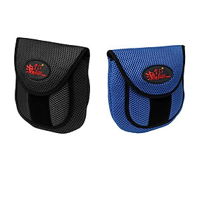 2Pcs Baitcasting /Spinning Reel Case Protective Cover Fishing Reel Pouch Bag Black & Blue